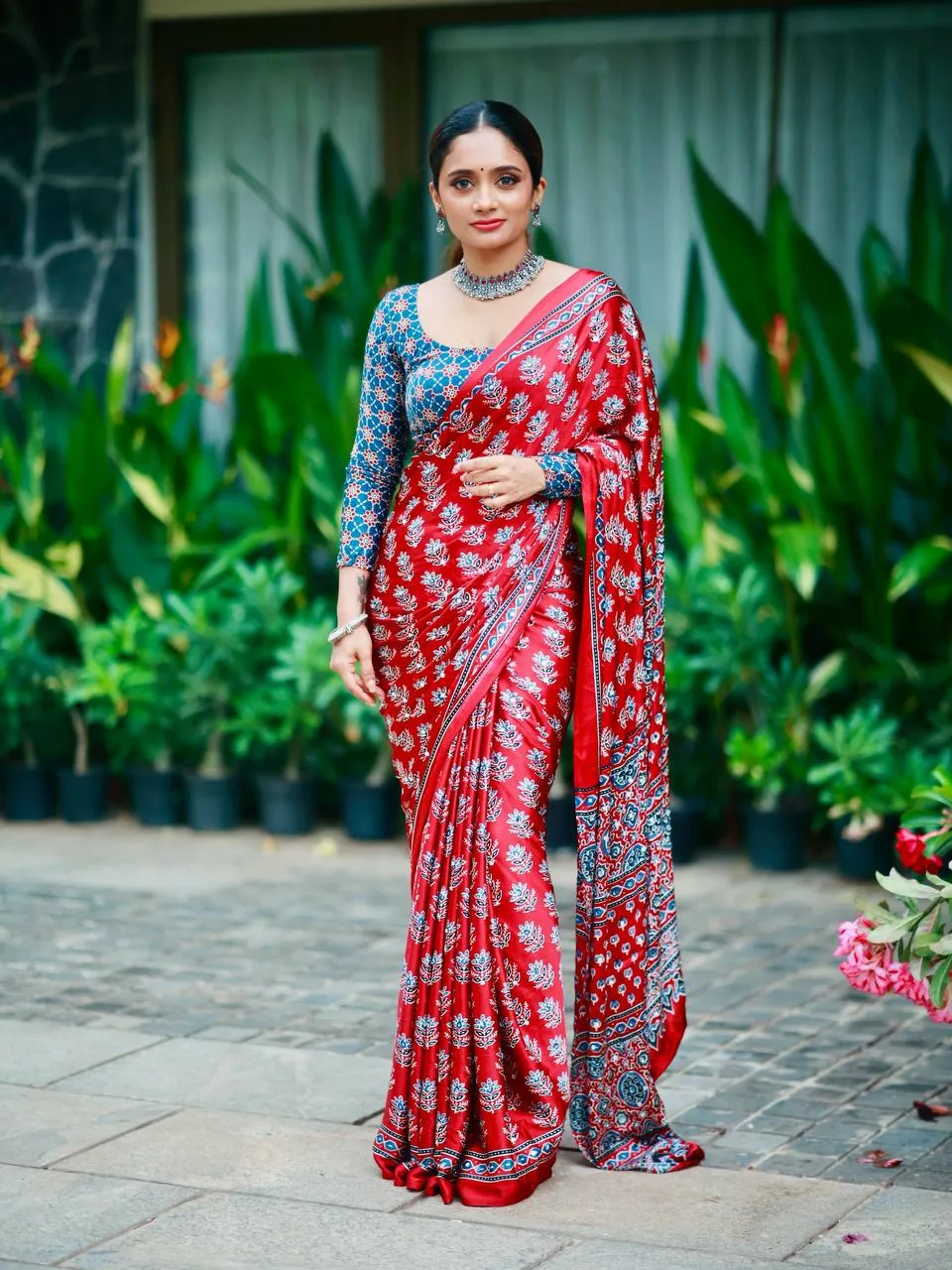 Launching SS1010 5603 Satin Crep Ajarakh Printed Mirror Work Saree Collection 2026