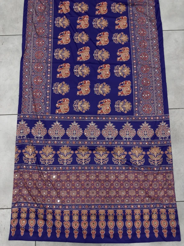 Launching DKT 5181 Crape Silk DurgaPuja Ajrakh Printed Mirror Work Saree 2026