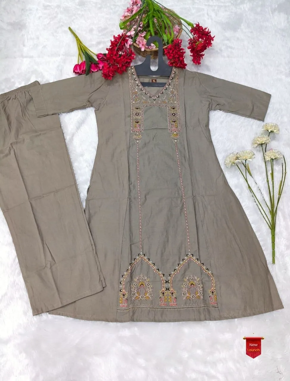Buy Laxmy Cotton Embroidery Work Office Wear Kurti Pant Set 2026