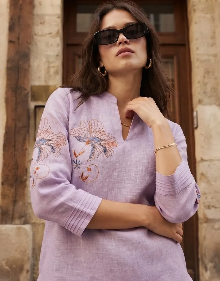 Stylish Shiv 1077 Linen Cotton Embroidery Casual Wear Tops for Women 2026