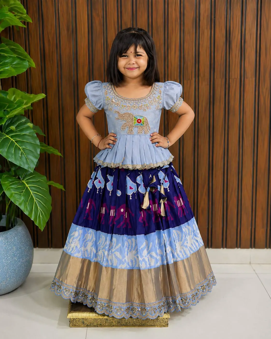 Stylish Pari Silk Printed Embroidery Work Kids Wear Designer Lehenga Choli 2026