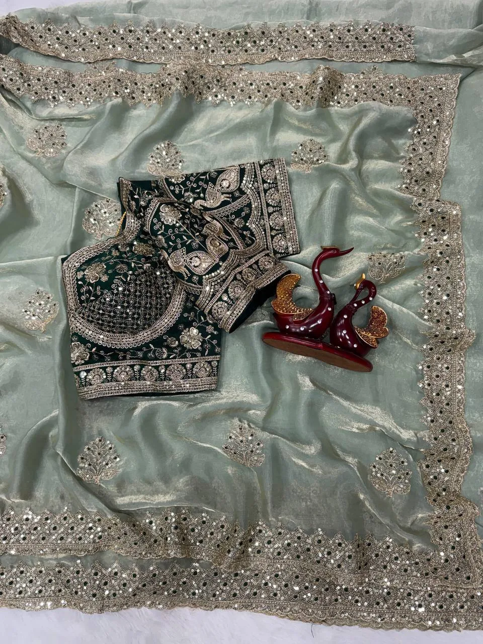 SS1010 5584 Fandy Satin Embroidery Wedding & Party Wear Saree