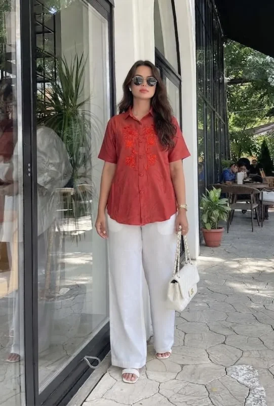 Buy Shiv 1017 Cotton Embroidery Office & Daily Wear Shirt For Women 2026