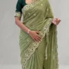 Latest Kusum Sonam Georgette Silk Sequence Embroidery Party Wear Saree for Women 2026