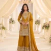 Stylish Kb 3322 Chinon Embroidery Work Wedding Pakistani Kurti Palazzo With Dupatta Set 2026