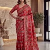 Launching DKT 5181 Crape Silk DurgaPuja Ajrakh Printed Mirror Work Saree 2026