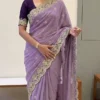 Latest Kusum Sonam Georgette Silk Sequence Embroidery Party Wear Saree for Women 2026