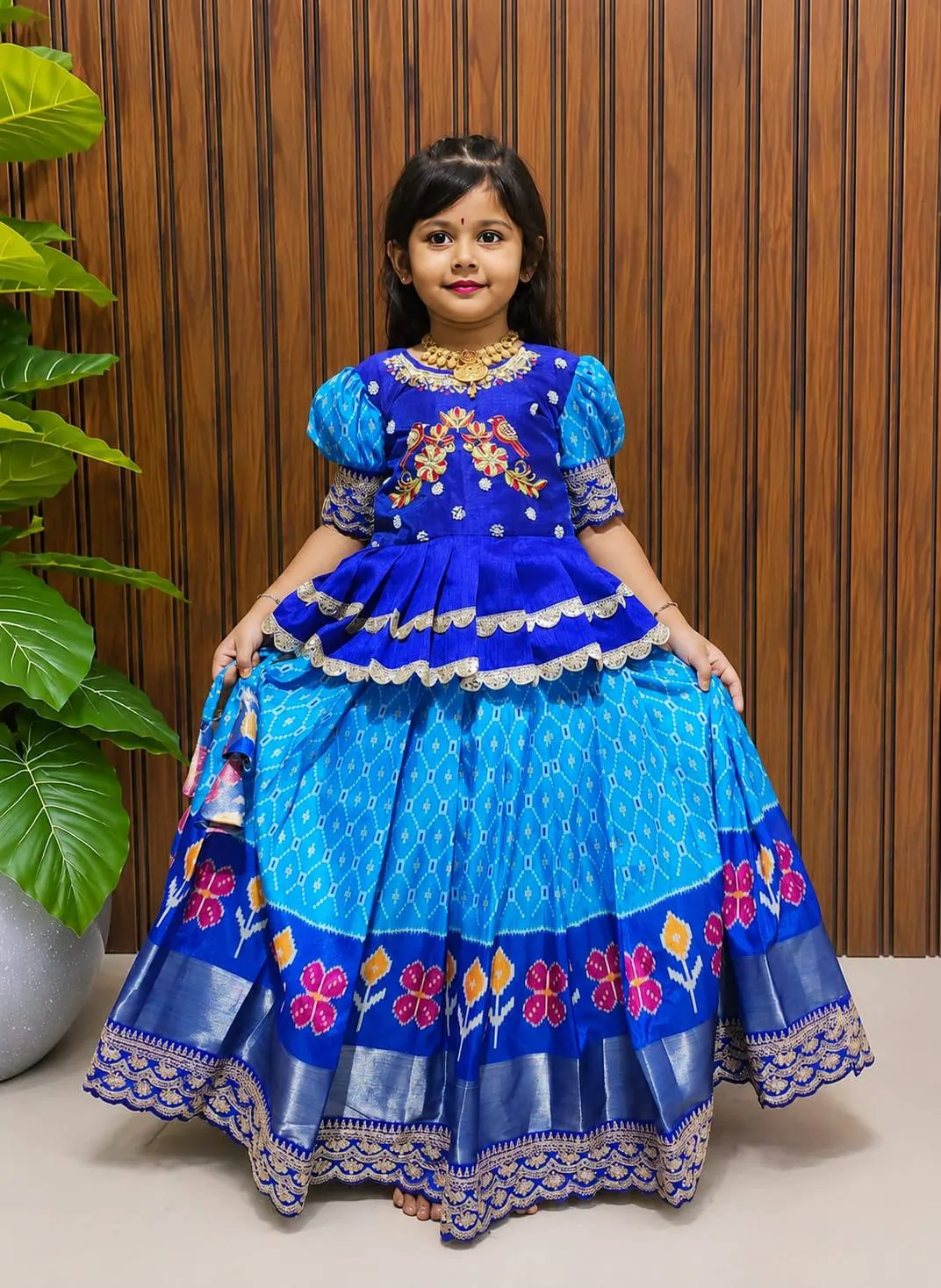 Stylish Pari Silk Printed Embroidery Work Kids Wear Designer Lehenga Choli 2026