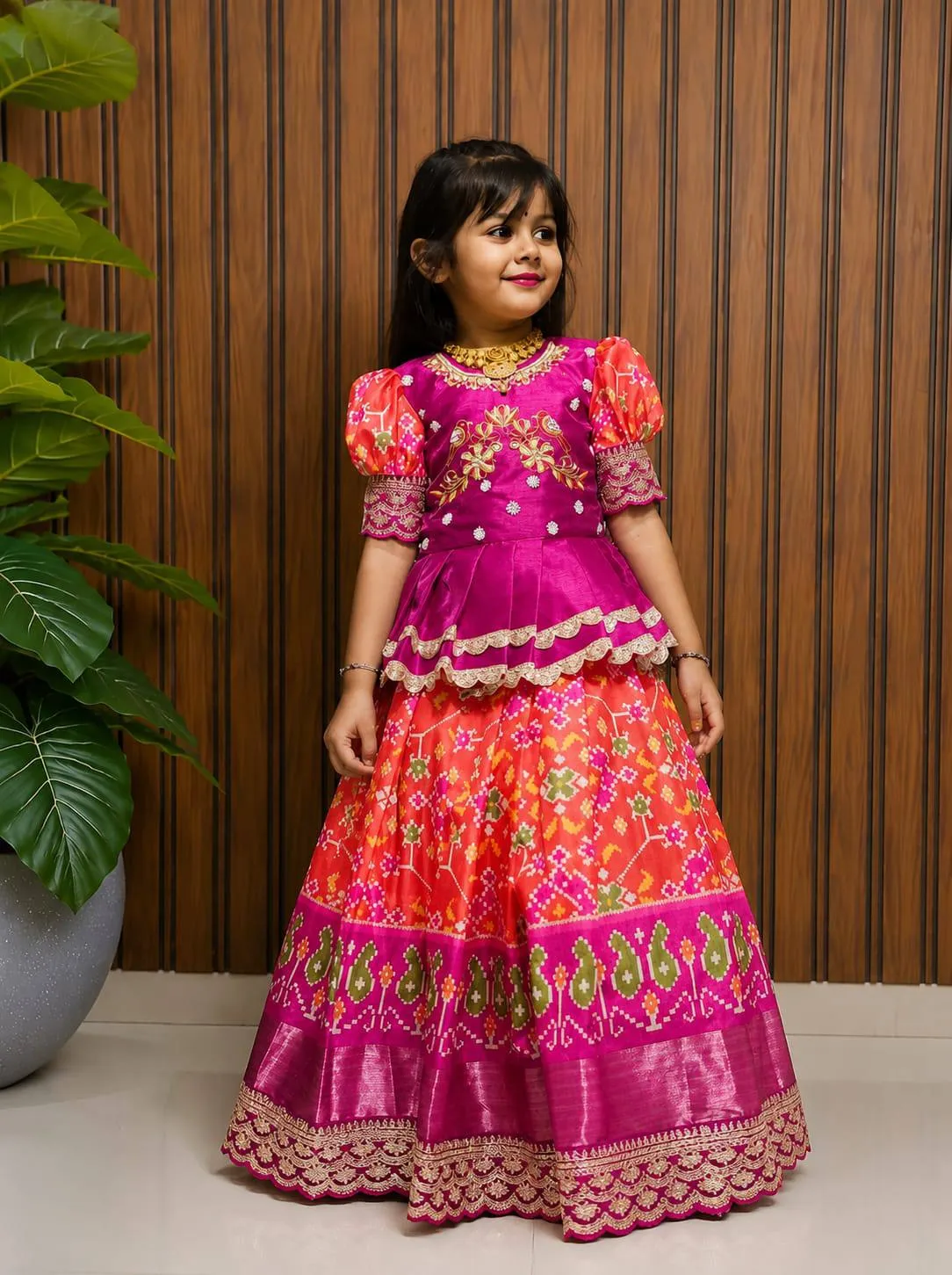 Stylish Pari Silk Printed Embroidery Work Kids Wear Designer Lehenga Choli 2026