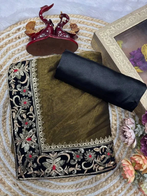 Buy SS1010 5578 Twill Sequance Zari Embroidery Work Party Wear Saree 2026