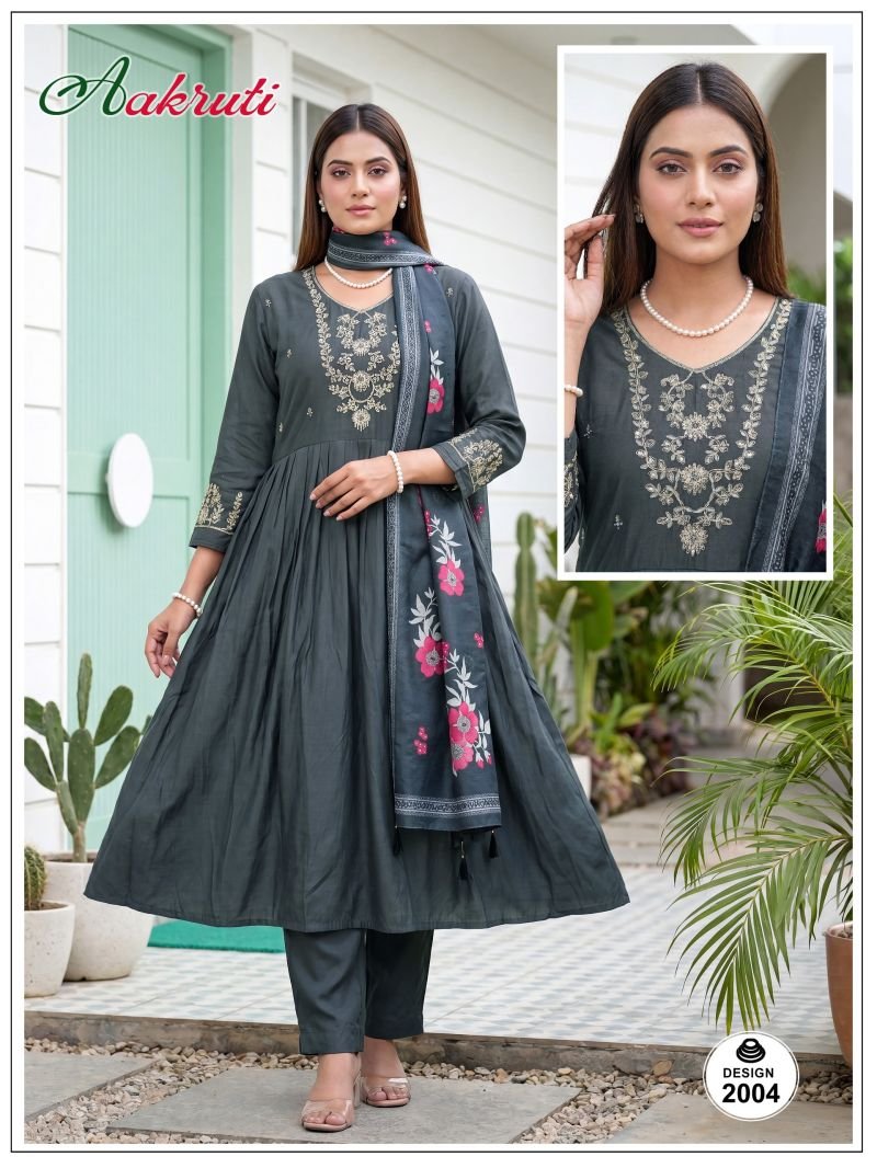 Stylish Aakruti Vol 2 Roman Silk Plain Embroidered Kurti Set Collection Wholesale 2026