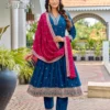 Beautiful Aanchi Bourbon Vichitra Silk Embroidered Anarkali Kurti With Bottom Dupatta Wholesale 2026