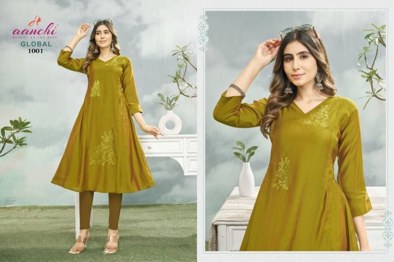 Beautiful Aanchi Global Simmer Embroidered Kurti With Bottom Wholesale 2026