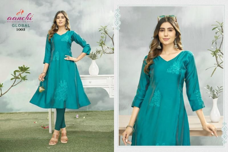 Beautiful Aanchi Global Simmer Embroidered Kurti With Bottom Wholesale 2026