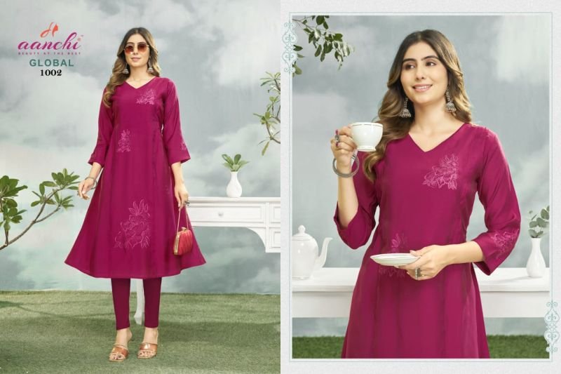 Beautiful Aanchi Global Simmer Embroidered Kurti With Bottom Wholesale 2026