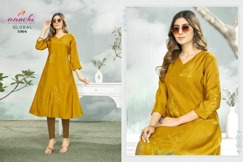 Beautiful Aanchi Global Simmer Embroidered Kurti With Bottom Wholesale 2026