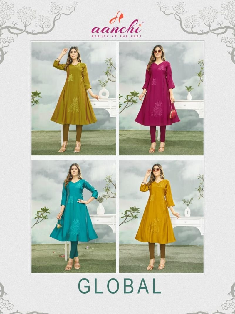 Beautiful Aanchi Global Simmer Embroidered Kurti With Bottom Wholesale 2026