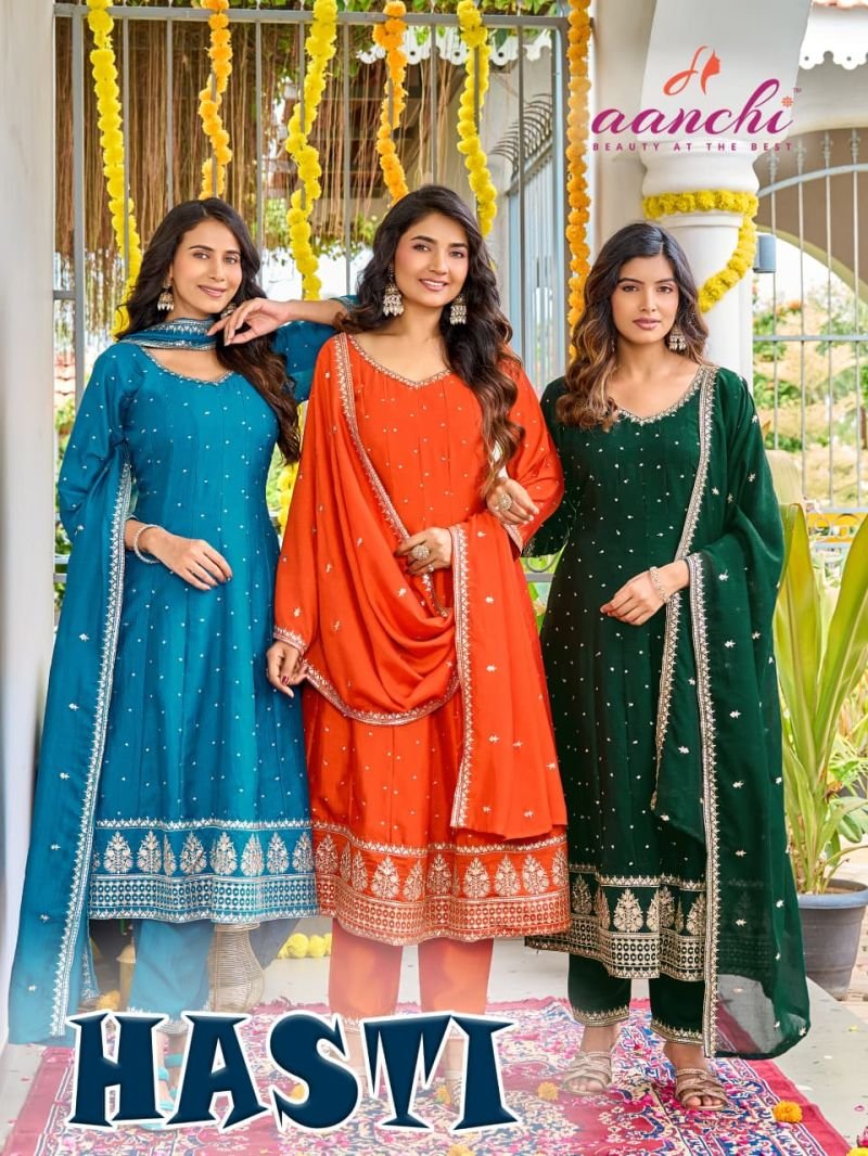 Aanchi Hasti Vichitra Embroidred Kurti With Botton Dupatta Wholesale
