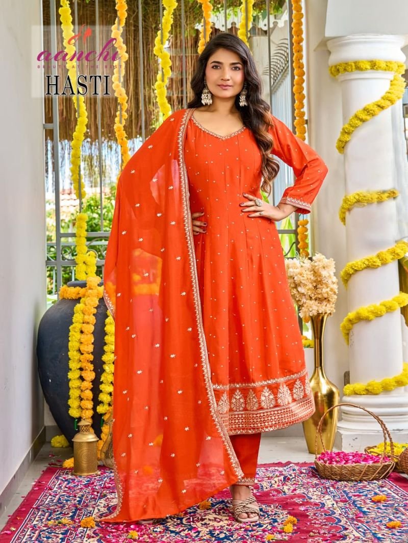 Beautiful Aanchi Hasti Vichitra Embroidred Kurti With Botton Dupatta Wholesale 2026