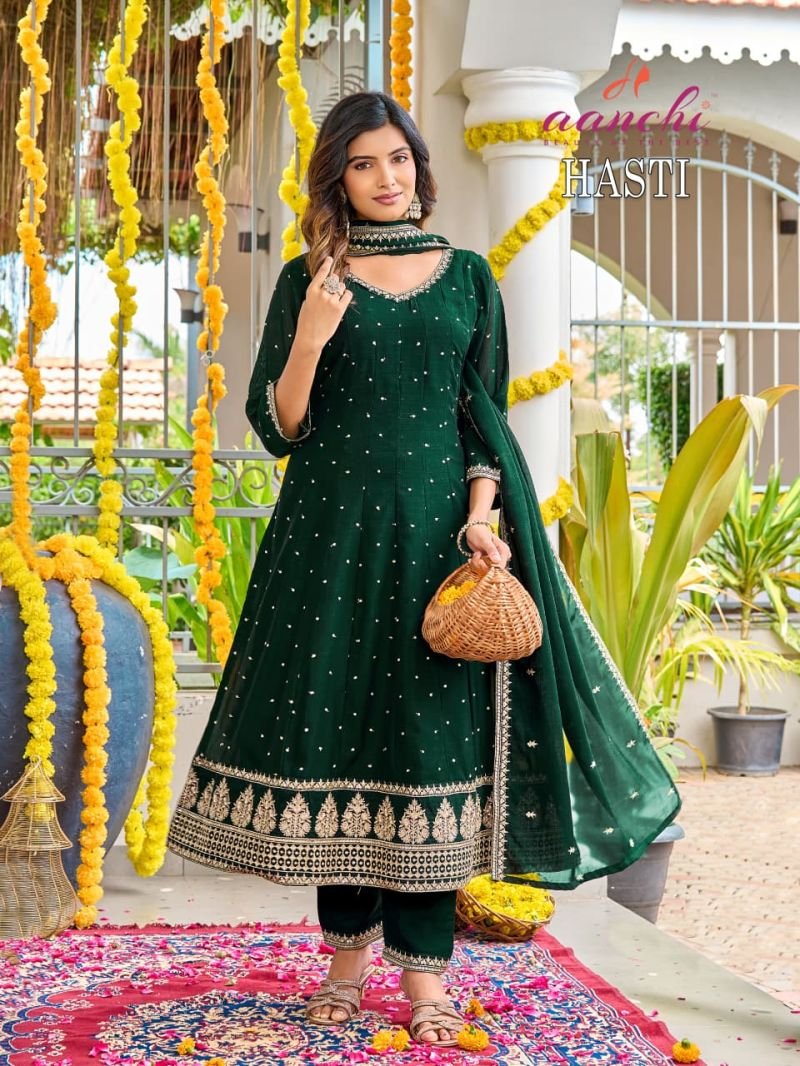 Beautiful Aanchi Hasti Vichitra Embroidred Kurti With Botton Dupatta Wholesale 2026