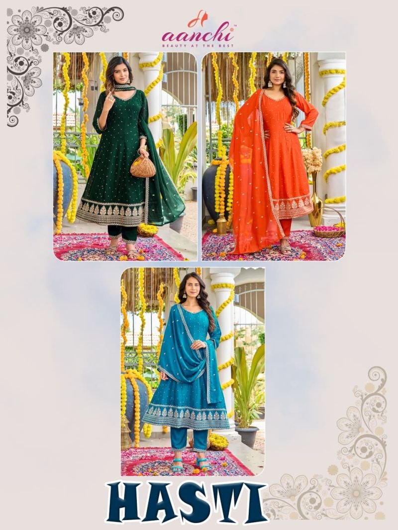 Beautiful Aanchi Hasti Vichitra Embroidred Kurti With Botton Dupatta Wholesale 2026