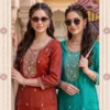 Aanchi Jagruti Glass Silk Embroidered Kurti Collection Wholesale