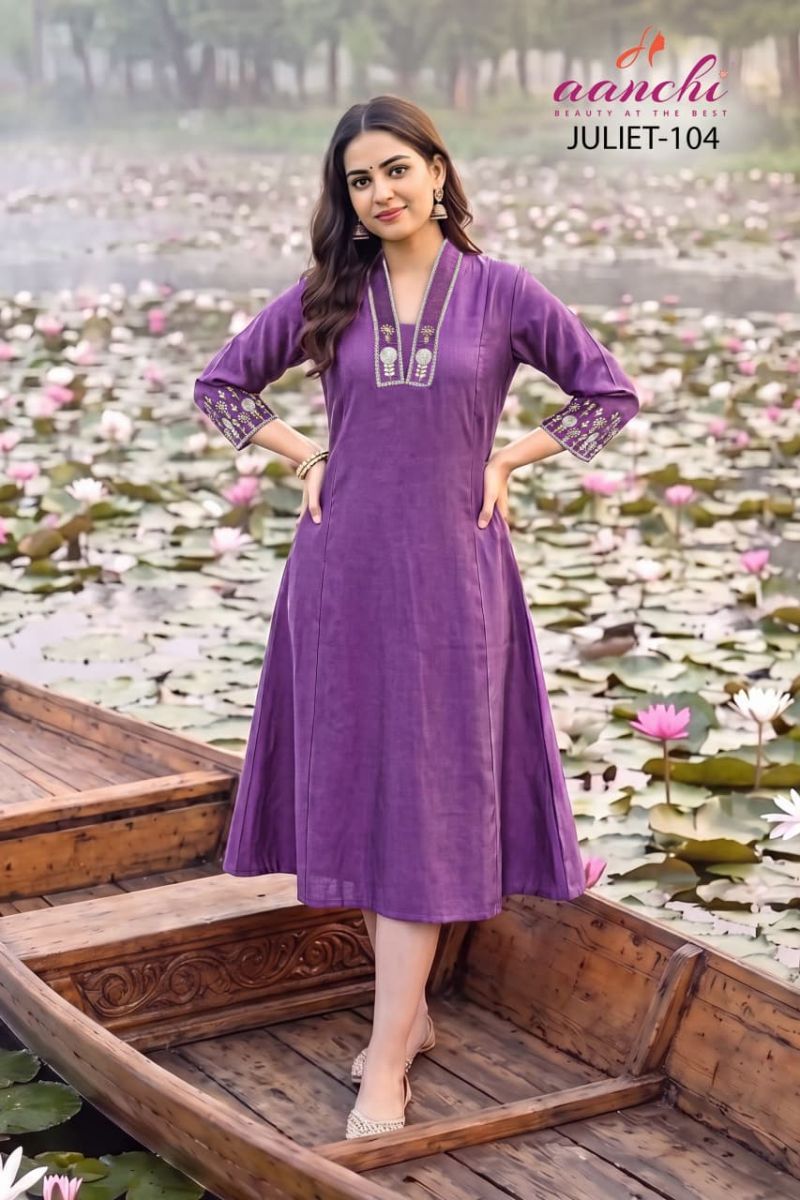 Latest Aanchi Juliet Fancy Embroidered Flair Kurti Wholesale 2026