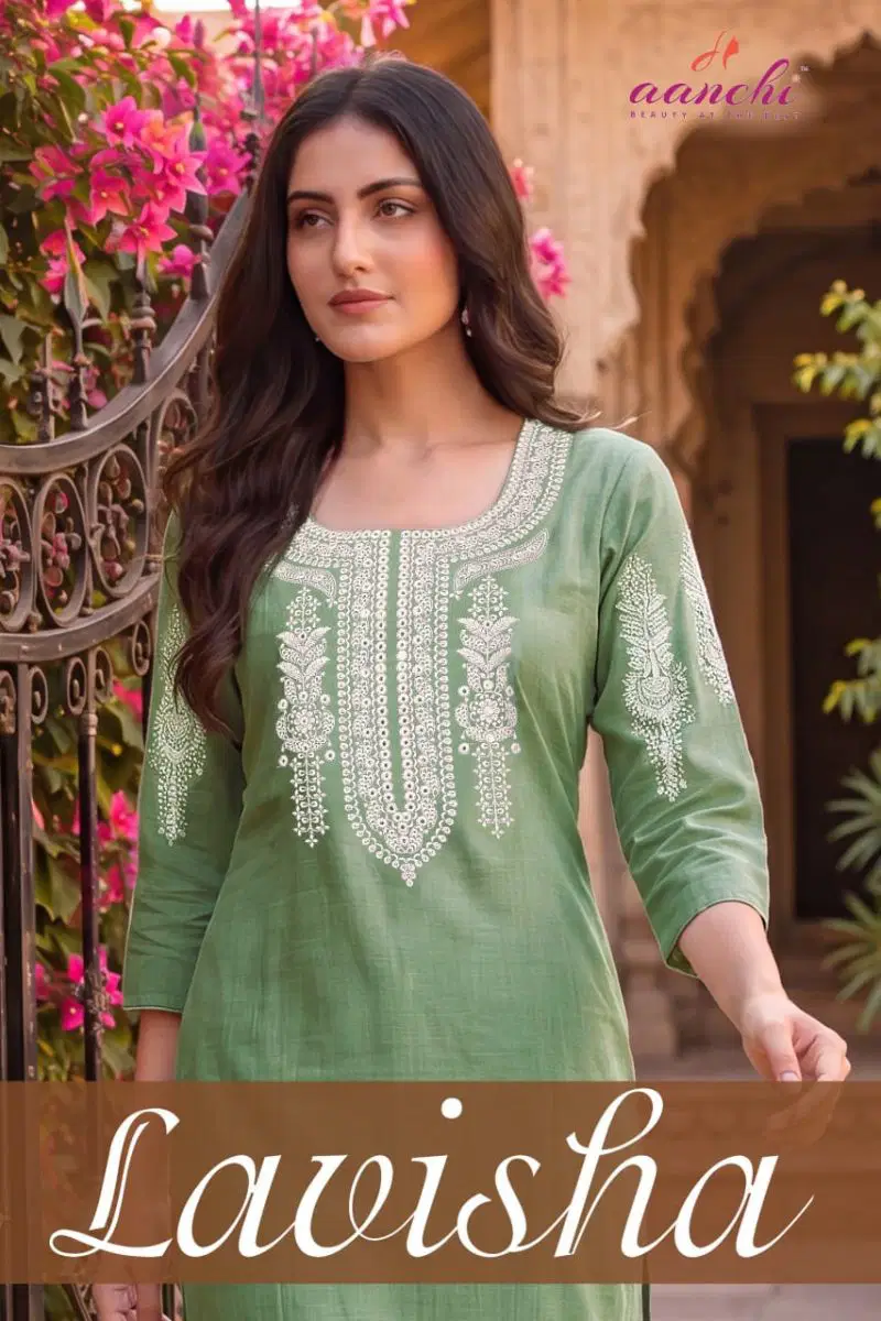 Aanchi Lavisha Vatican Embroidered Kurti Collection Wholesale