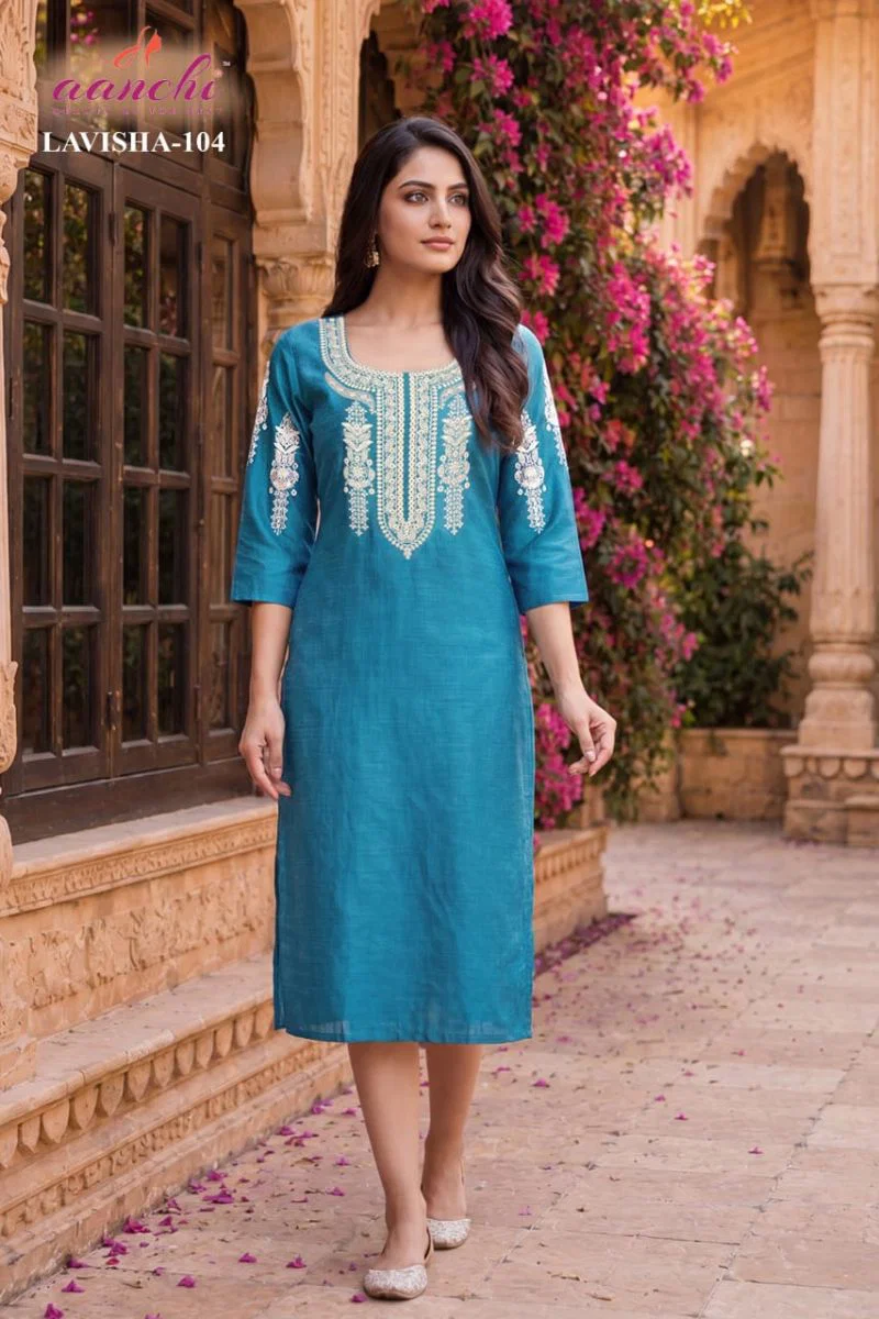 Buy Aanchi Lavisha Vatican Embroidered Kurti Collection Wholesale 2026