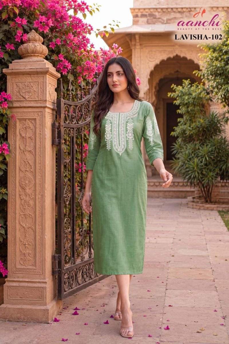 Buy Aanchi Lavisha Vatican Embroidered Kurti Collection Wholesale 2026