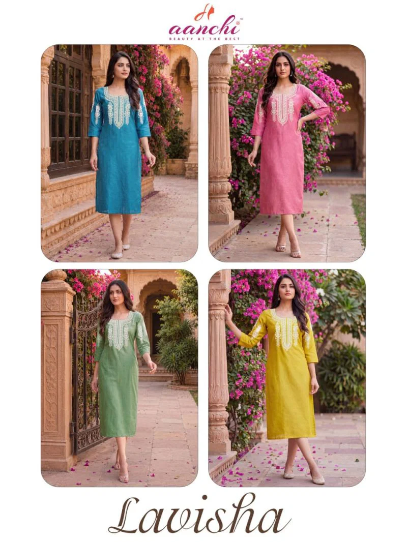 Buy Aanchi Lavisha Vatican Embroidered Kurti Collection Wholesale 2026