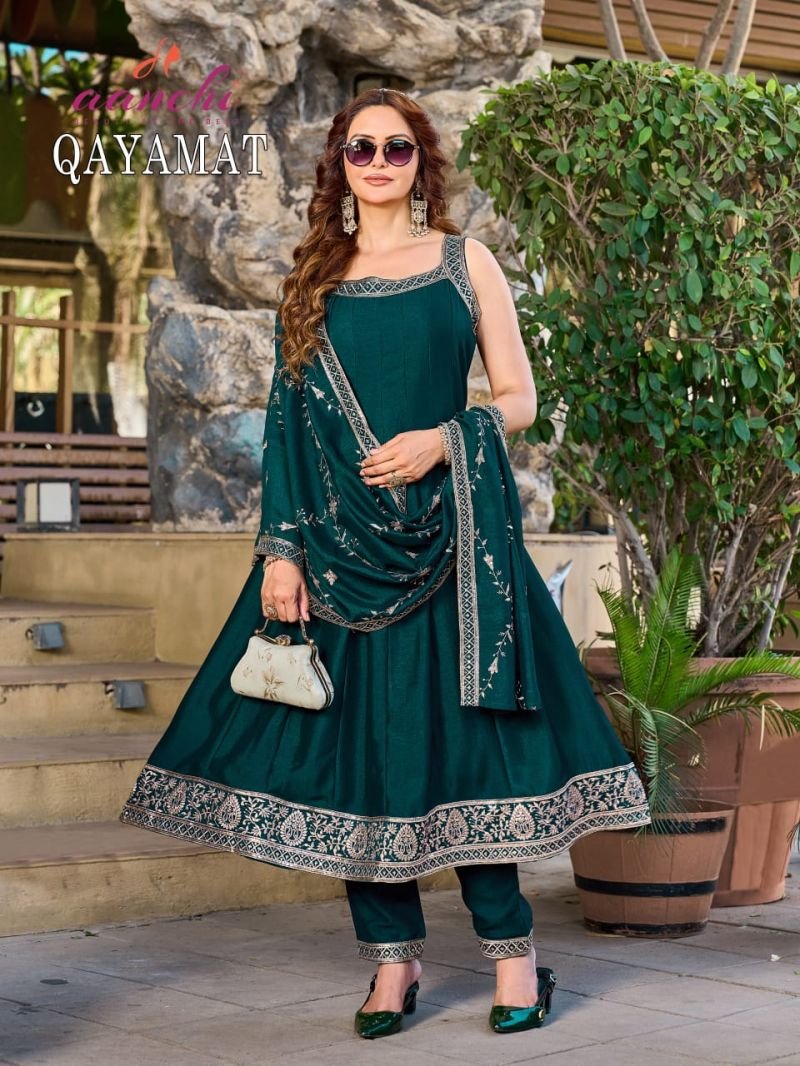 Buy Aanchi Qayamat Vichitra Silk Embroidered Anarkali Kurti With Bottom Dupatta Wholesale 2026