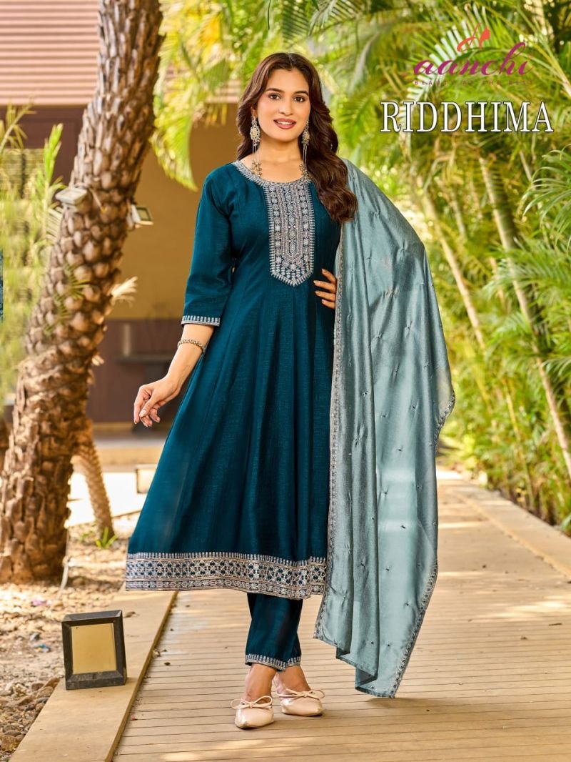 Beautiful Aanchi Riddhima Vichitra Silk Embroidered Kurti With Bottom Dupatta Wholesale 2026