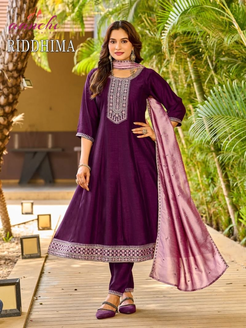 Beautiful Aanchi Riddhima Vichitra Silk Embroidered Kurti With Bottom Dupatta Wholesale 2026