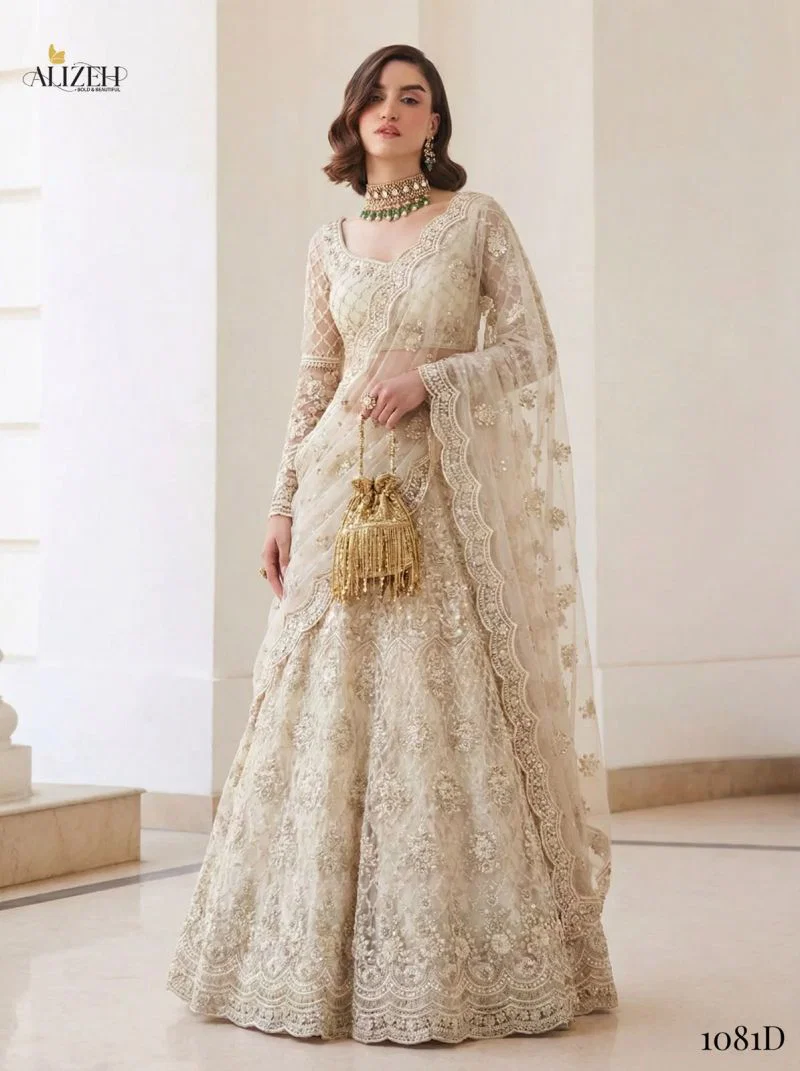 Alizeh White Special Net Designer Lehenga Choli Collection Wholesale