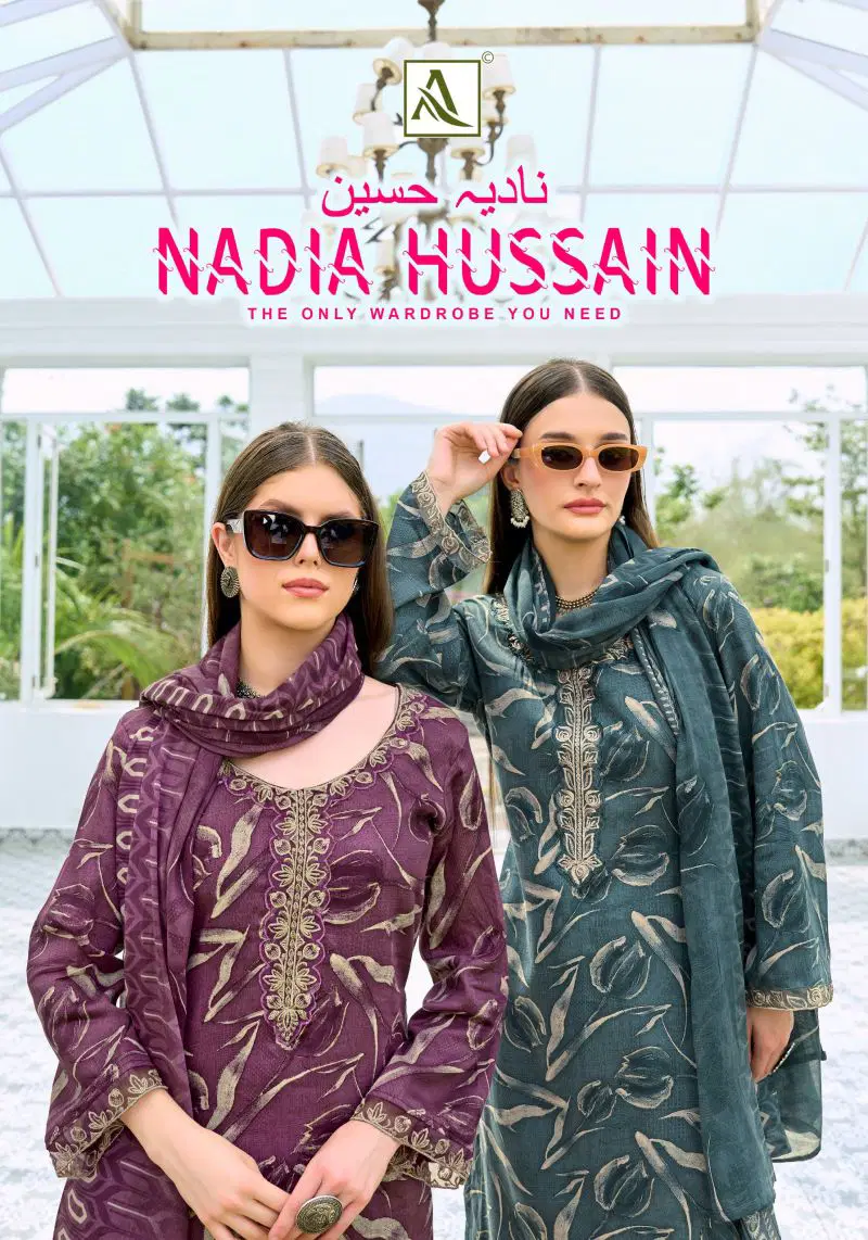 Alok Nadia Hussain Zam Cotton Foil Print Embroidered Dress Material Collection Wholesale