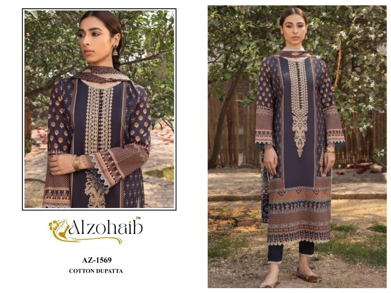 Buy Alzohaib Zaynah Vol 1 Chiffon Dupatta Cotton Patch Work Salwar Kameez Wholesale 2026