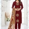 Buy Anishka Vol 1 Dhabu Cotton Embroidered Kurti Pant With Dupatta Wholesale 2026