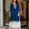 Stylish Blue Hills Fifa Embroidered Kurti With Skirt Collection Wholesale 2026