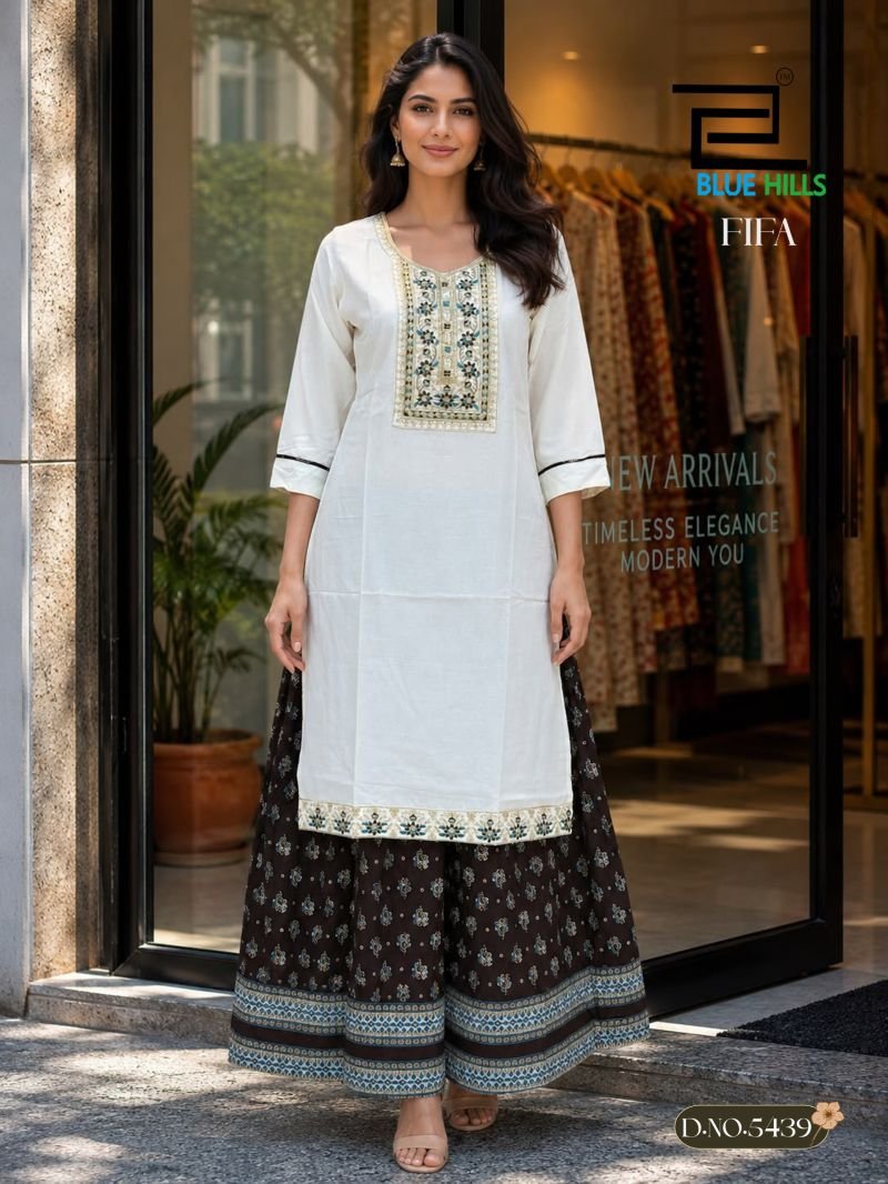 Stylish Blue Hills Fifa Embroidered Kurti With Skirt Collection Wholesale 2026