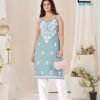 Stylish Blue Hills Hanshvi Rayon Thread Work Kurti With Bottom Wholesale 2026