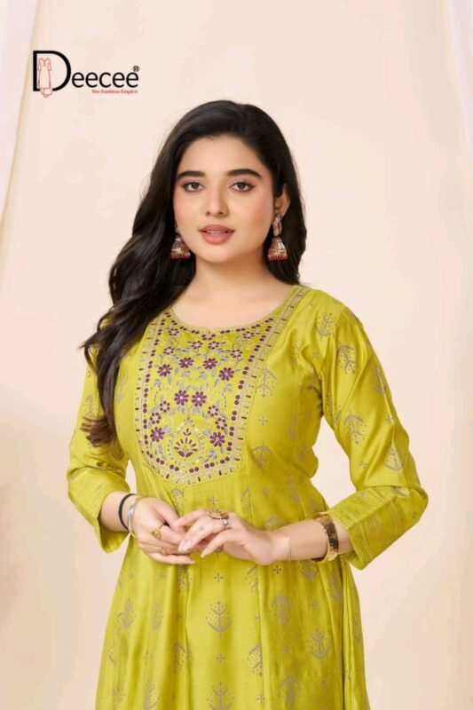 Latest Deecee Aarzoo Gadwal Foil Printed Flared Kurti Collection Wholesale 2026