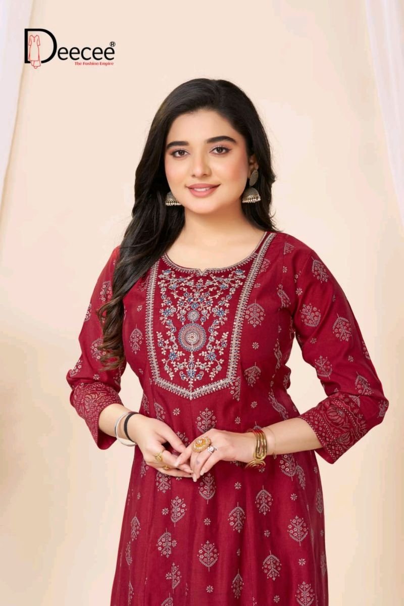 Latest Deecee Aarzoo Gadwal Foil Printed Flared Kurti Collection Wholesale 2026
