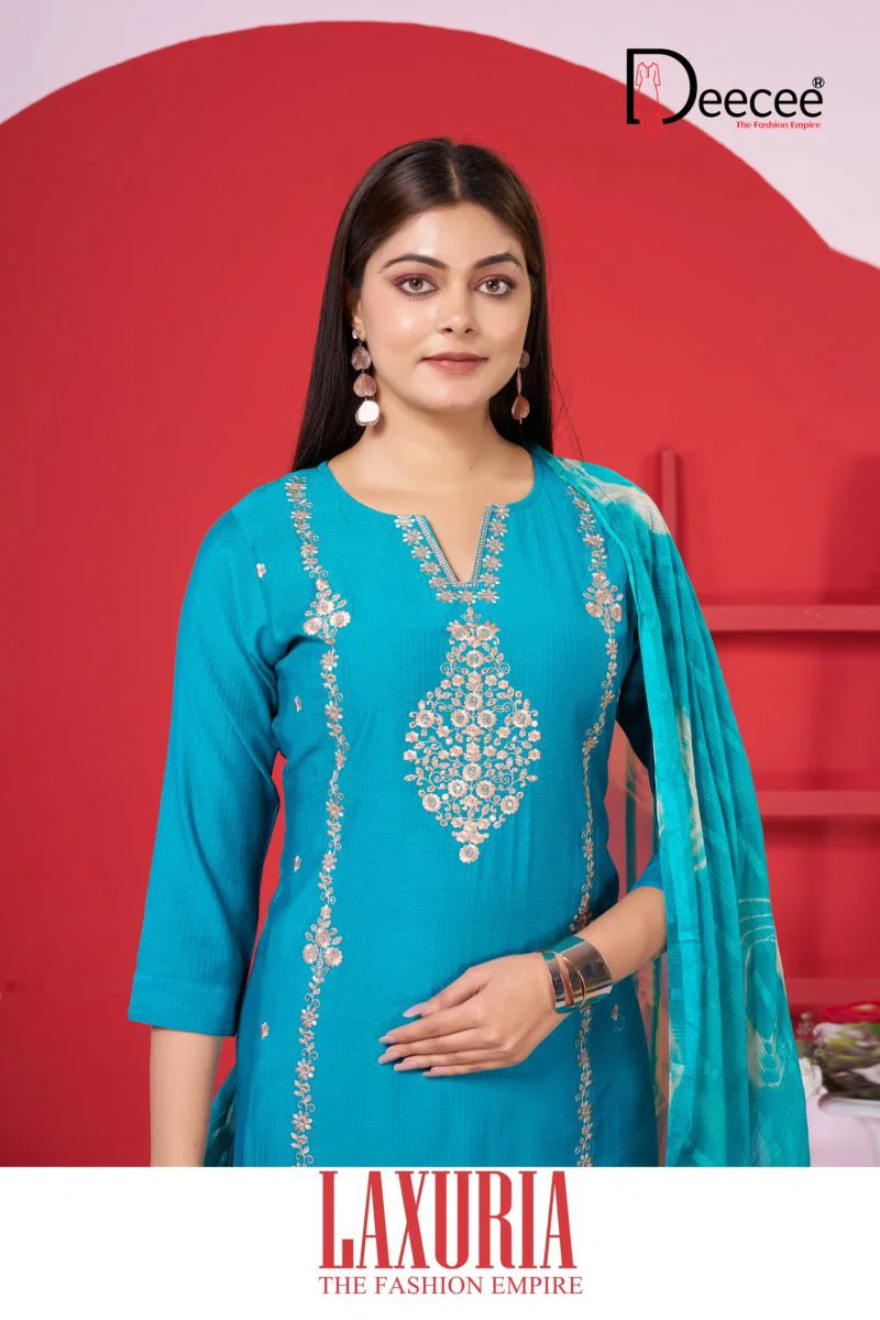 Deecee Laxuria Barlin Embroidered Kurti With Bottom Dupatta Collection Wholesale