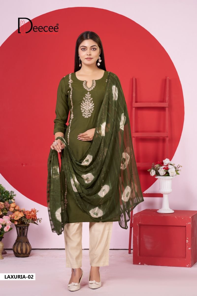 Latest Deecee Laxuria Barlin Embroidered Kurti With Bottom Dupatta Collection Wholesale 2026