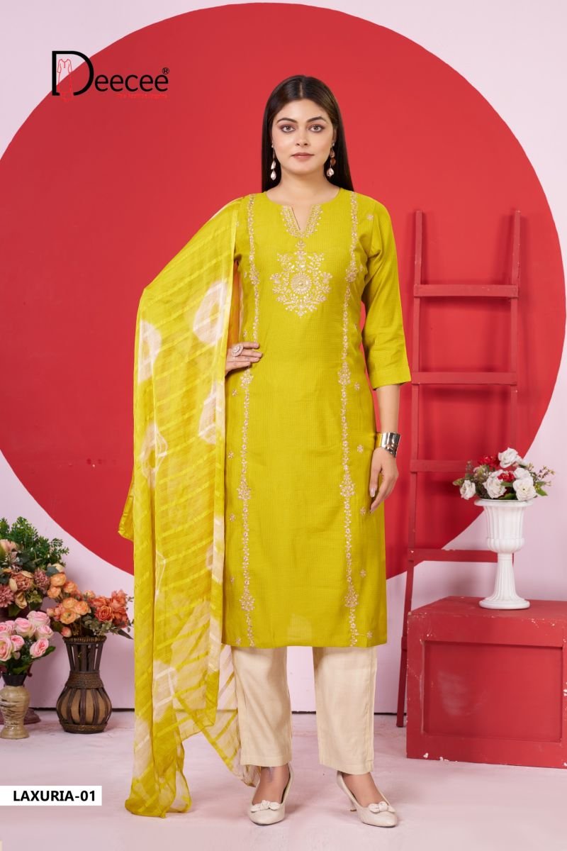 Latest Deecee Laxuria Barlin Embroidered Kurti With Bottom Dupatta Collection Wholesale 2026