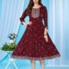 Latest Deecee Vitara Roman Glass Embroidered Flared Kurti Collection Wholesale 2026