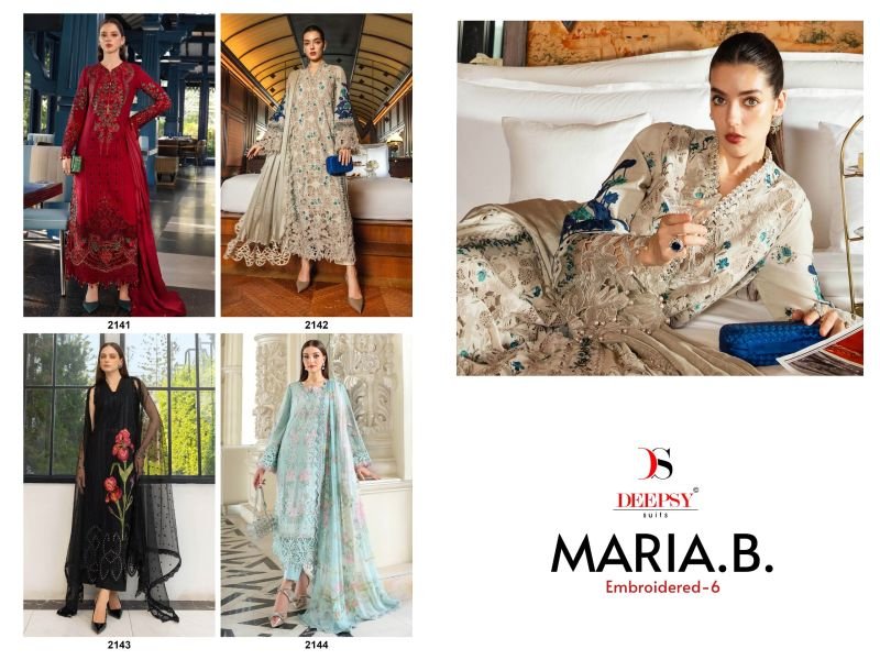 Deepsy Maria B Embroidered Vol 6 Cotton Dupatta Cotton Embroidered Pakistani Salwar Kameez Wholesale