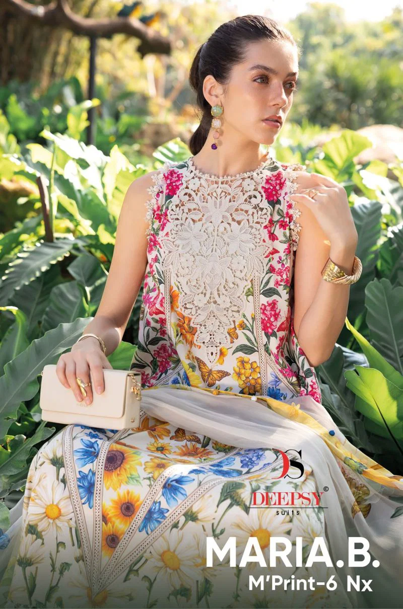 Deepsy Maria B M Print Vol 6 Nx Chiffon Dupatta Cotton Embroidery Salwar Kameez Wholesale