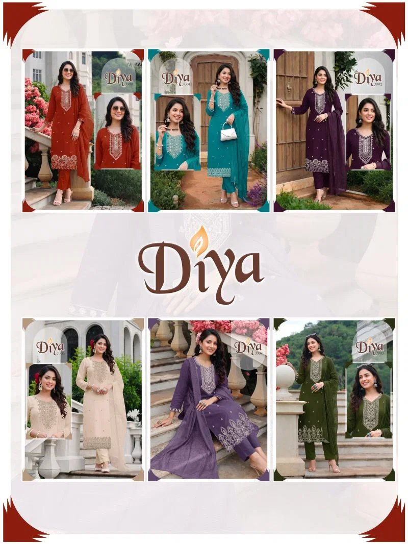 Latest Diya Vol 6 Roman Silk Embroidered Kurti With Bottom Dupatta Wholesale 2026